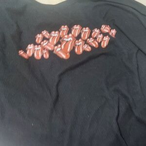 Black T-Shirt with Red Lips Graphic